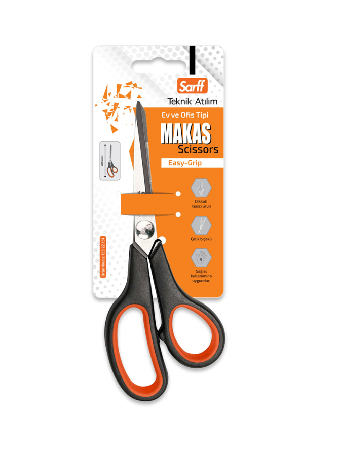 Makas ve Maket Bıçakları SARFF EASY GRIP OFİS MAKASI - 20CM Satın Al