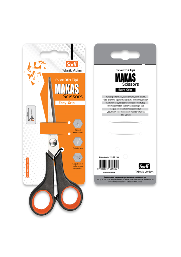 Makas ve Maket Bıçakları SARFF EASY GRIP OFİS MAKASI - 17CM Satın Al