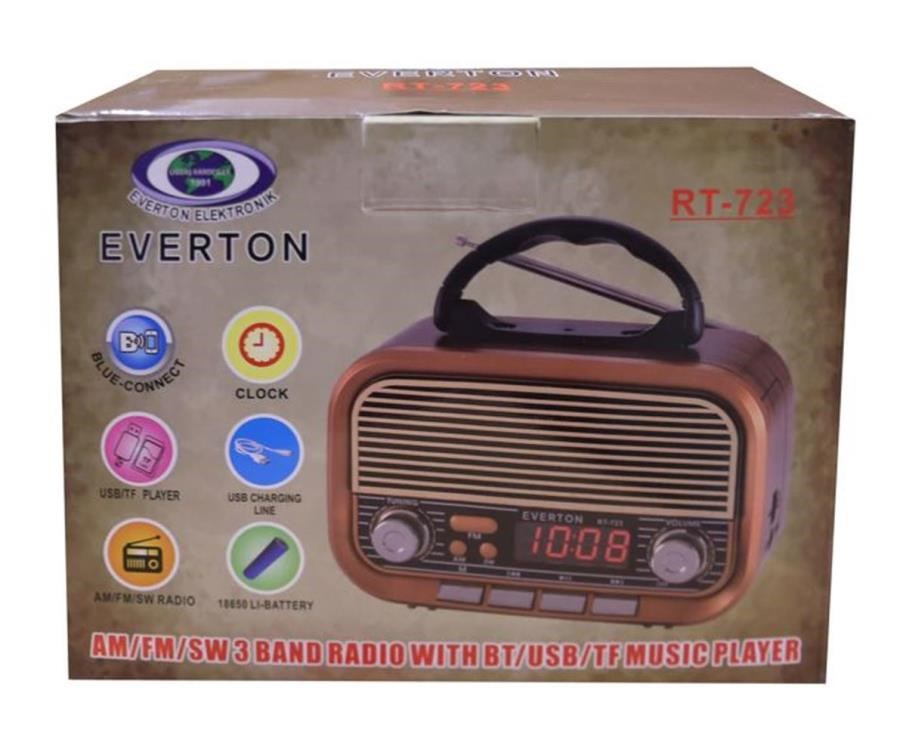 Mikrofon, Kulaklık ve Hoparlör Everton RT-723 Dijital Göstergeli Şarjlı Nostaljik Radyo (AM-FM-SW Wıth BT-USB-TF ) Satın Al