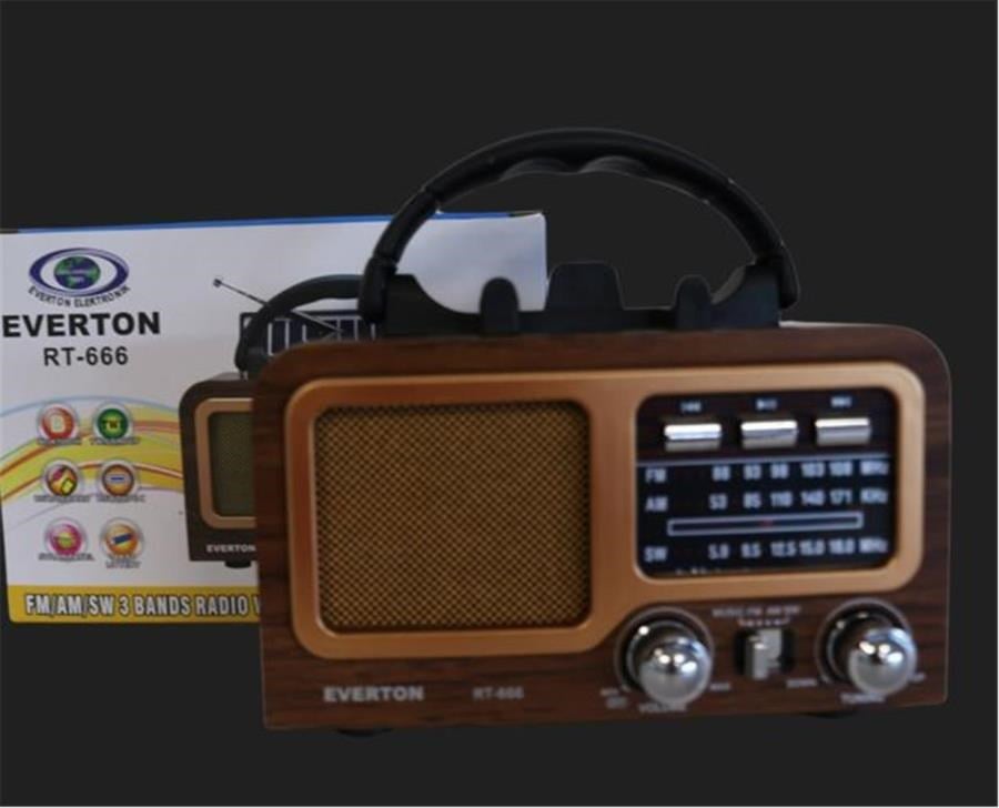 Mikrofon, Kulaklık ve Hoparlör Everton Rt-602 Fm-Usb-Tf-Aux Şarjlı Nostaljik Radyo Satın Al