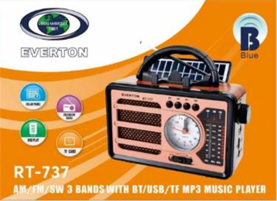 Mikrofon, Kulaklık ve Hoparlör Everton RT-737 Bluetooth Usb-Micro Sd Solarlı Saatli Nostaljik Radyo Satın Al