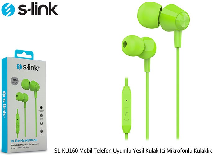 Mikrofon, Kulaklık ve Hoparlör S-link SL-KU160 Mobil Telefon Uyumlu Yesili Kulak İçi Mikrofonlu Kulaklık Satın Al