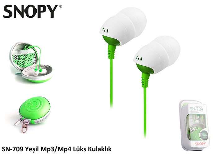 Mikrofon, Kulaklık ve Hoparlör SNOPY SN-709 YEŞİL KULAK İÇİ KORUMA ÇANTALI LÜKS Satın Al