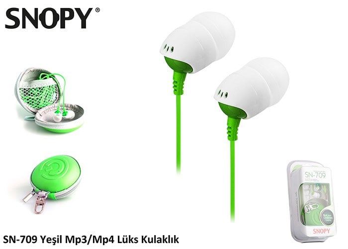 Mikrofon, Kulaklık ve Hoparlör SNOPY SN-709 YEŞİL KULAK İÇİ KORUMA ÇANTALI LÜKS Satın Al
