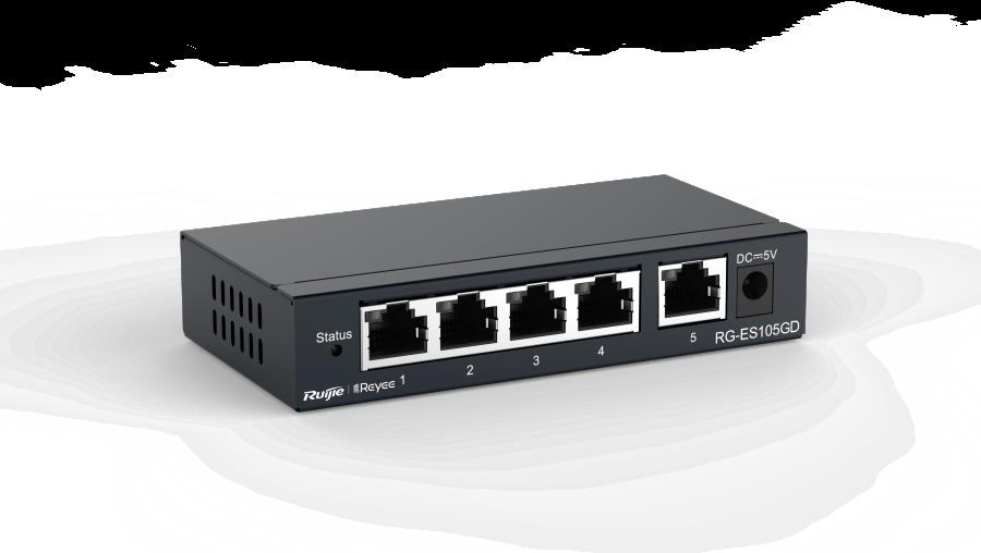 Modem ve Network Ürünleri Ruijie-Reyee RG-ES105GD 5 Port 10-100-1000 Mbps Gbit Yönetilemez Switch Çelik Kasa Satın Al