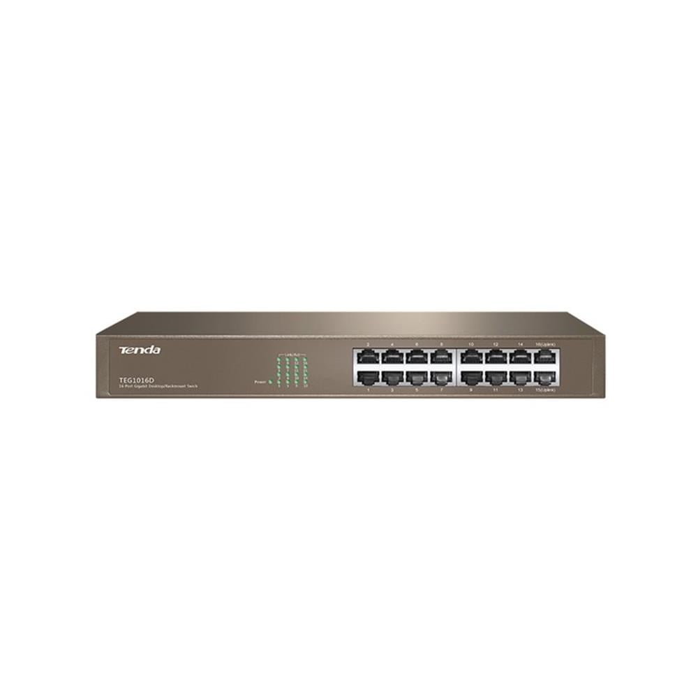 Modem ve Network Ürünleri Tenda TEG1016D 16 Port 10-100-1000 Mbps Switch Çelik Kasa Rack Mount Satın Al