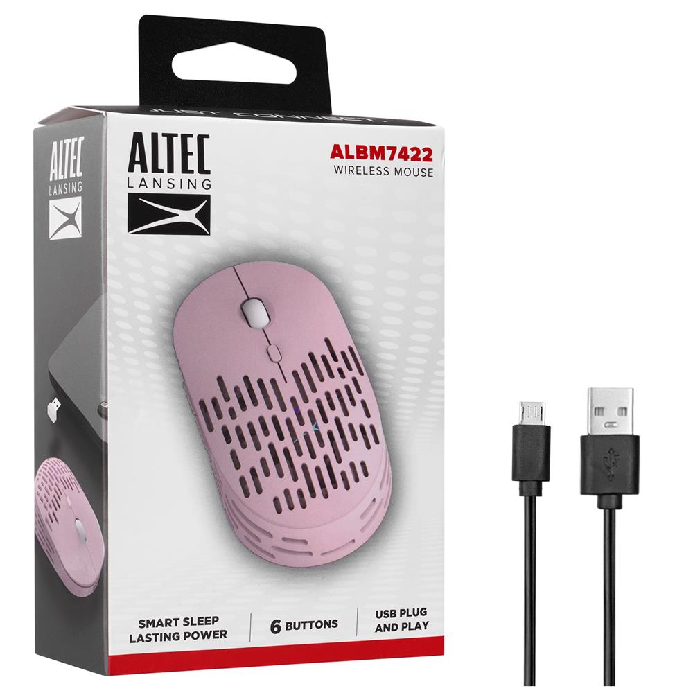 Mouse Altec Lansing ALBM7422 Pembe 2.4GHz Şarj Edilebilir Tek Renkli 1600DPI Optik Kablosuz Mouse Satın Al