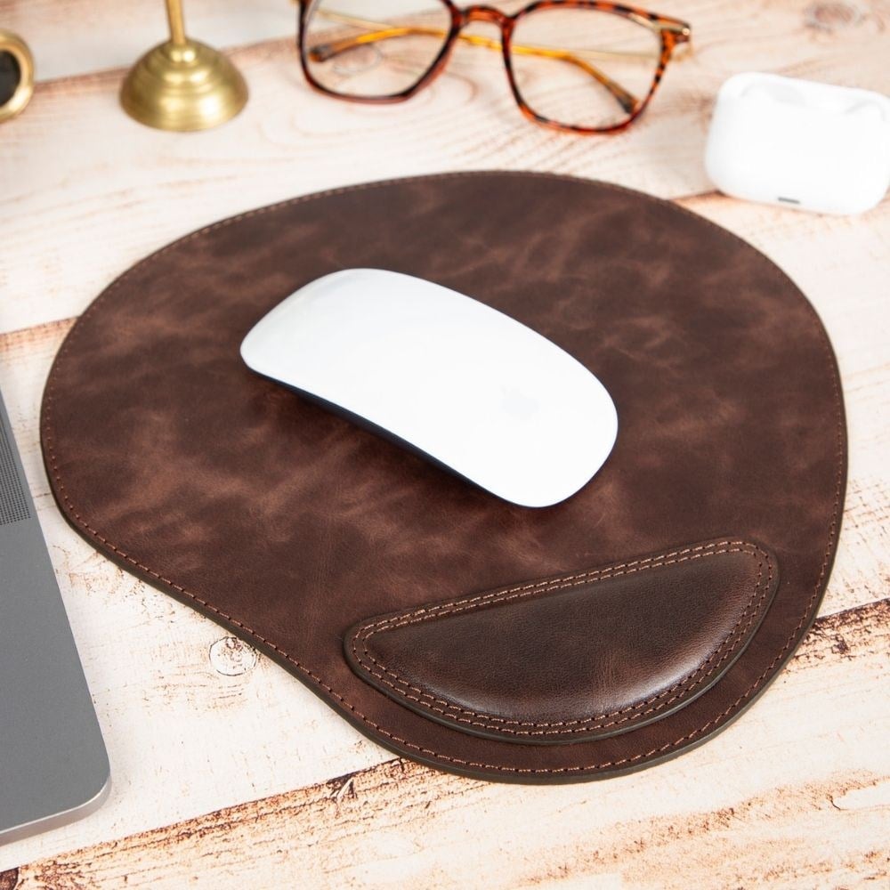 Mouse Bileklikli Deri Mouse Pad Antik Koyu Kahve Satın Al