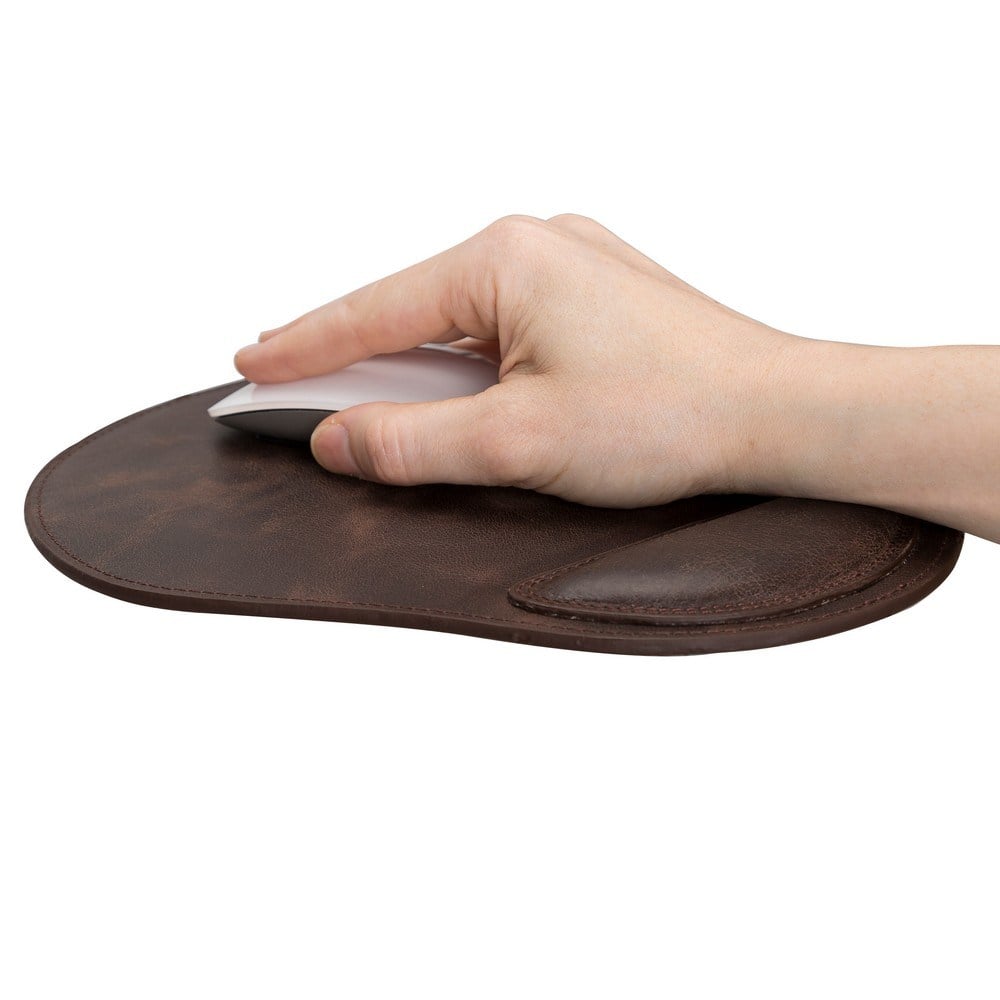 Mouse Bileklikli Deri Mouse Pad Antik Koyu Kahve Satın Al
