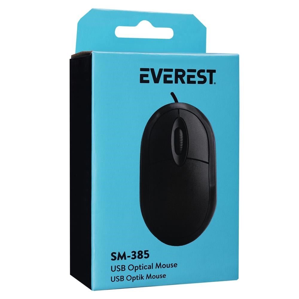 Mouse Everest SM-385 K 1.9M Bakır Kablolu USB Siyah 1000dpi Optik Mouse Satın Al