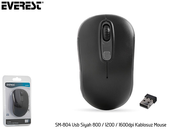 Mouse Everest SM-804 Usb Siyah 800-1200-1600dpi Kablosuz Mouse Satın Al