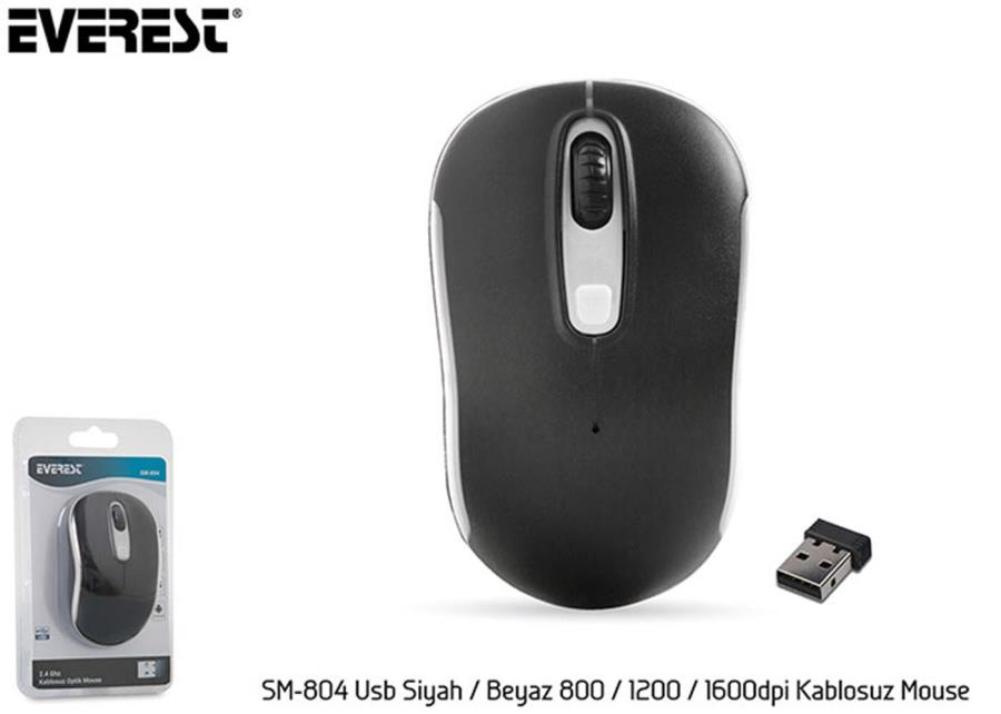 Mouse Everest SM-804 Usb Siyah-Beyaz 800-1200-1600dpi Kablosuz Mouse Satın Al