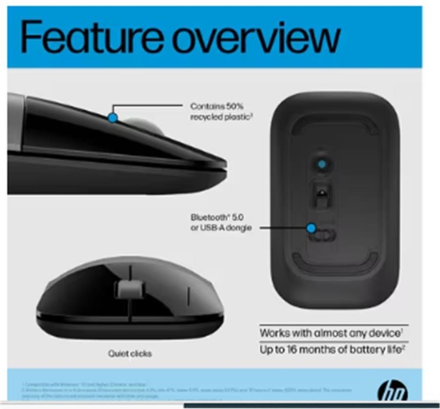 Mouse HP Z3700 758A9AA Bluetooth 2.4GHz 1600DPI Silver Wireless Optik Mouse Satın Al