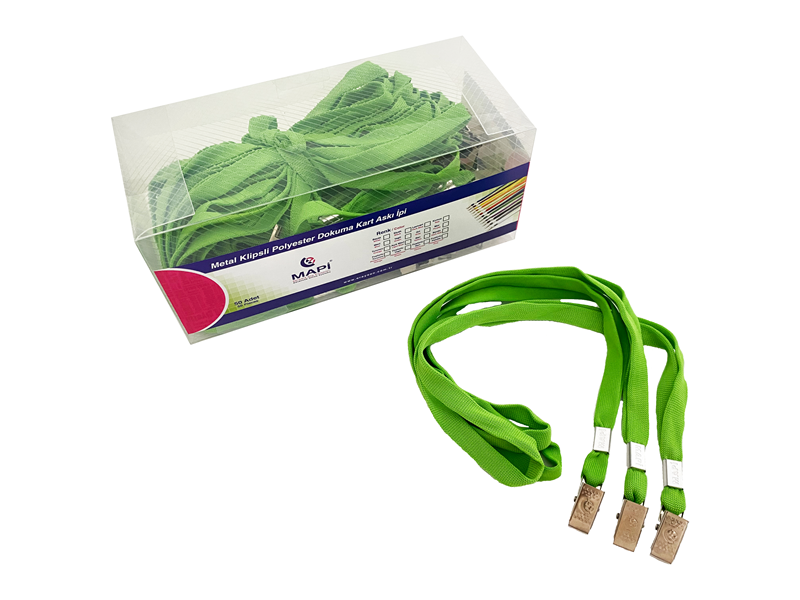 Ofis Aksesuarları MAPİ METAL KLİPSLİ-POLYESTER DOKUMA KART ASKI İPİ YEŞİL 50'Lİ PAKET Satın Al