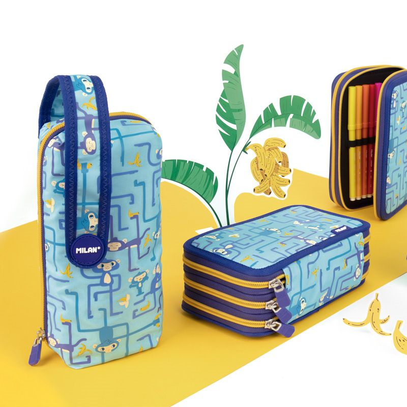 Okul Kırtasiye MILAN 081364TNG TANGLED MONKEYS MAVİ 3 CEPLİ SETLİ KALEM ÇANTASI Satın Al