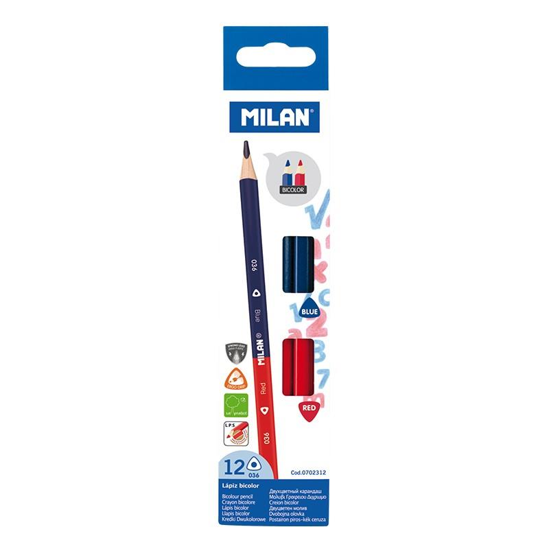 Okul Kırtasiye MILAN 702312 ÇİFT UÇLU KURU BOYA KALEMİ (2.9MM UÇ) -12'Lİ Satın Al