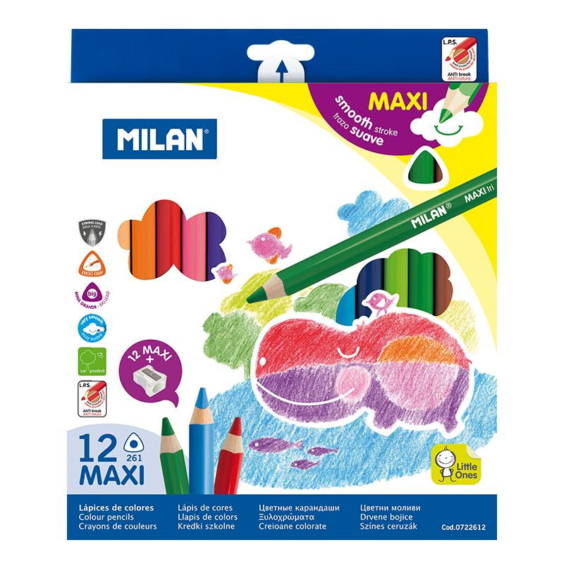 Okul Kırtasiye MILAN 722612 MAXI JUMBO ÜÇGEN KURU BOYA (5MM UÇ) - 12'Lİ Satın Al