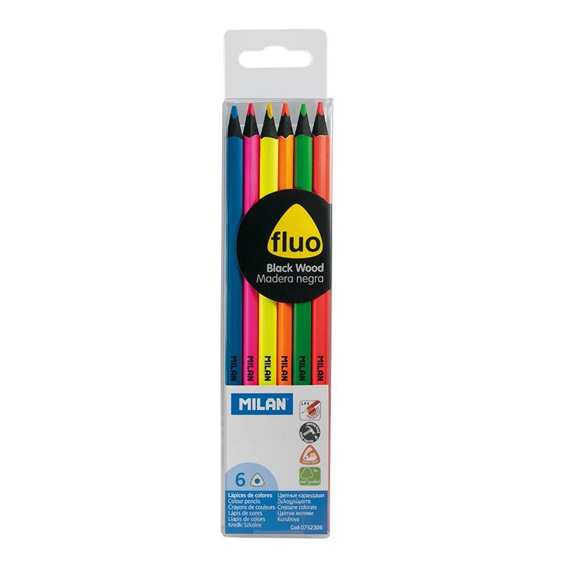 Okul Kırtasiye MILAN 752306 BLACK WOOD FLUO KURU BOYA KALEMİ (2,9MM UÇ) - 6'LI Satın Al