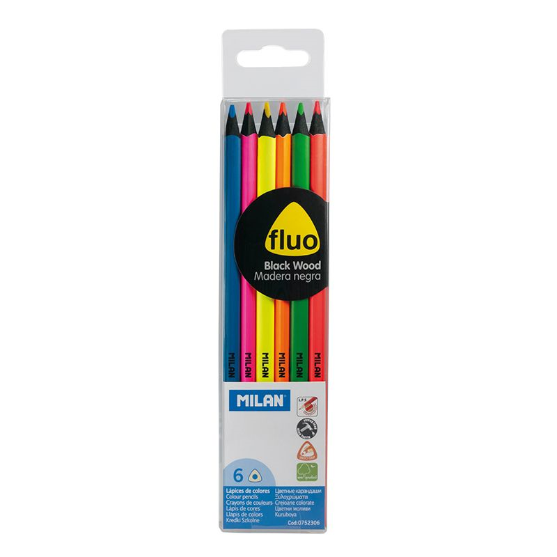 Okul Kırtasiye MILAN 752306 BLACK WOOD FLUO KURU BOYA KALEMİ (2,9MM UÇ) - 6'LI Satın Al