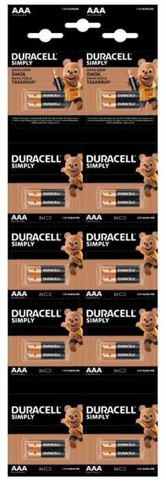 Piller DURACELL AAA KARTELA PİL 20Lİ Satın Al