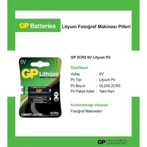 Piller GP 2CR5 6V Lityum Pil  Fot. Makinası Pili Satın Al