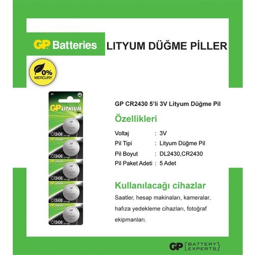 Piller GP CR2430 3V LİTYUM 5