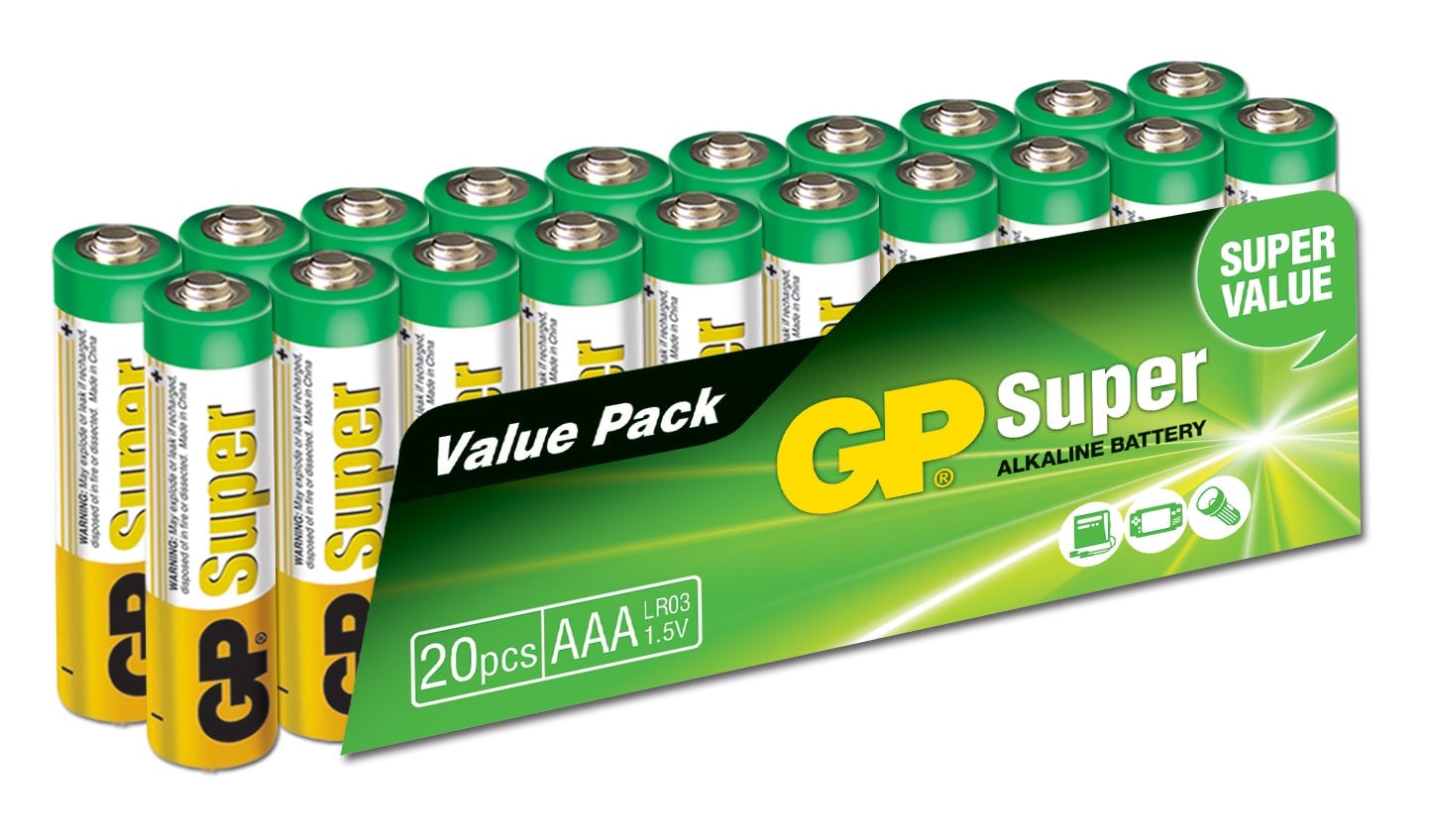Piller Süper Alkalin LR03 AAA Boy İnce Kalem Pil 20li Paket GP24A-2VS20 Satın Al