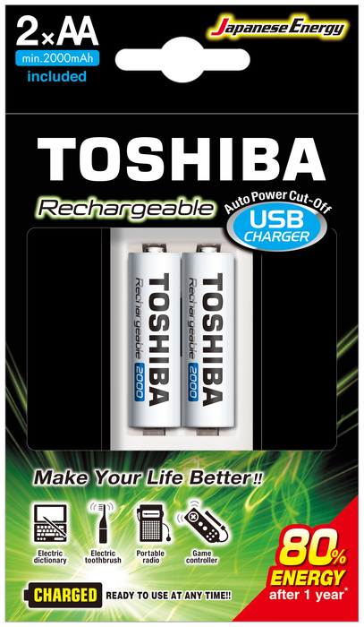 Piller TOSHIBA USB ŞARJ CİHAZI+2 AD.2000MAH KALEM PİL Satın Al