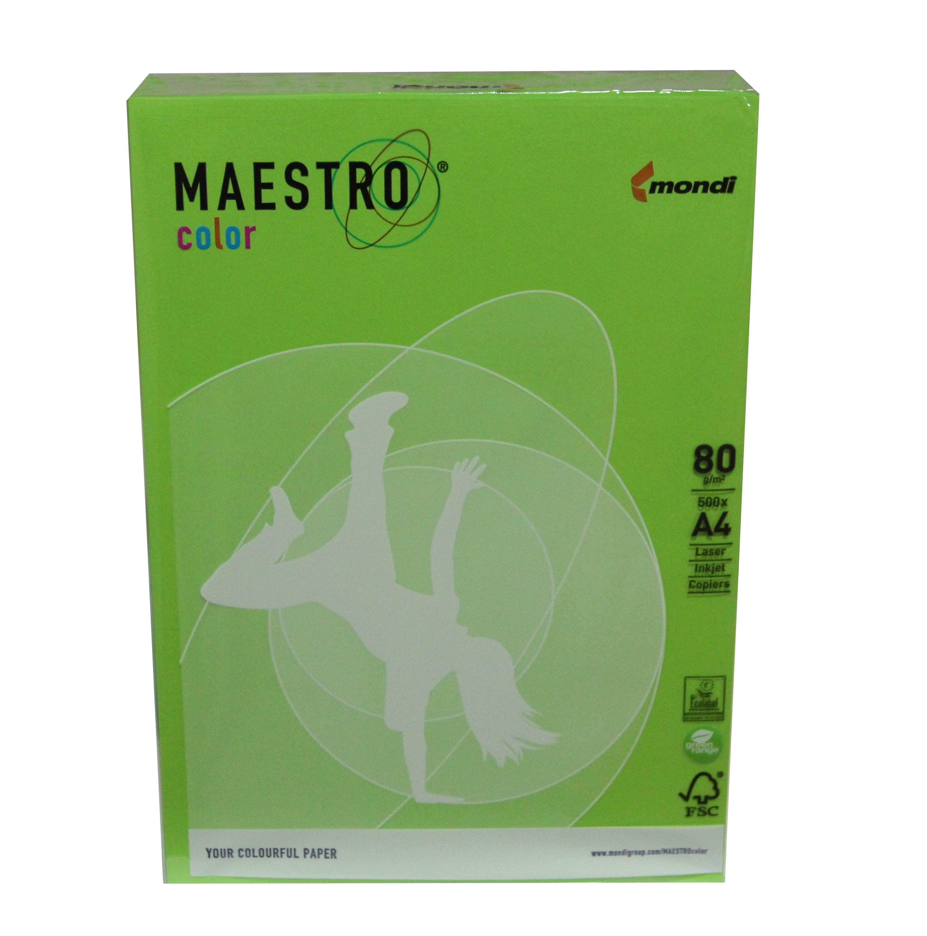 Renkli Fotokopi Kağıtları Maestro A4 Renkli Fotokopi Kağıdı Koyu Yeşil (MA42) 80Gr 1 Koli Satın Al