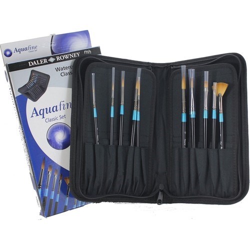 Resim Fırçaları Daler Rowney Aquafine Klasik Çantalı Fırça Seti Kısa Sap 10'lu Paket Satın Al