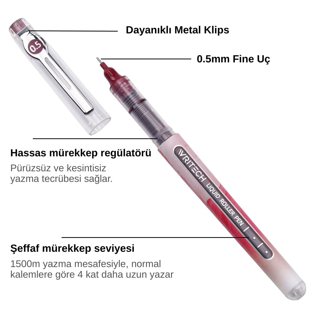Roller ve Jel Kalemler WRITECH W-501 LIQUID ROLLER 0,5MM KALEM YEŞİL - 12'Lİ KUTU Satın Al
