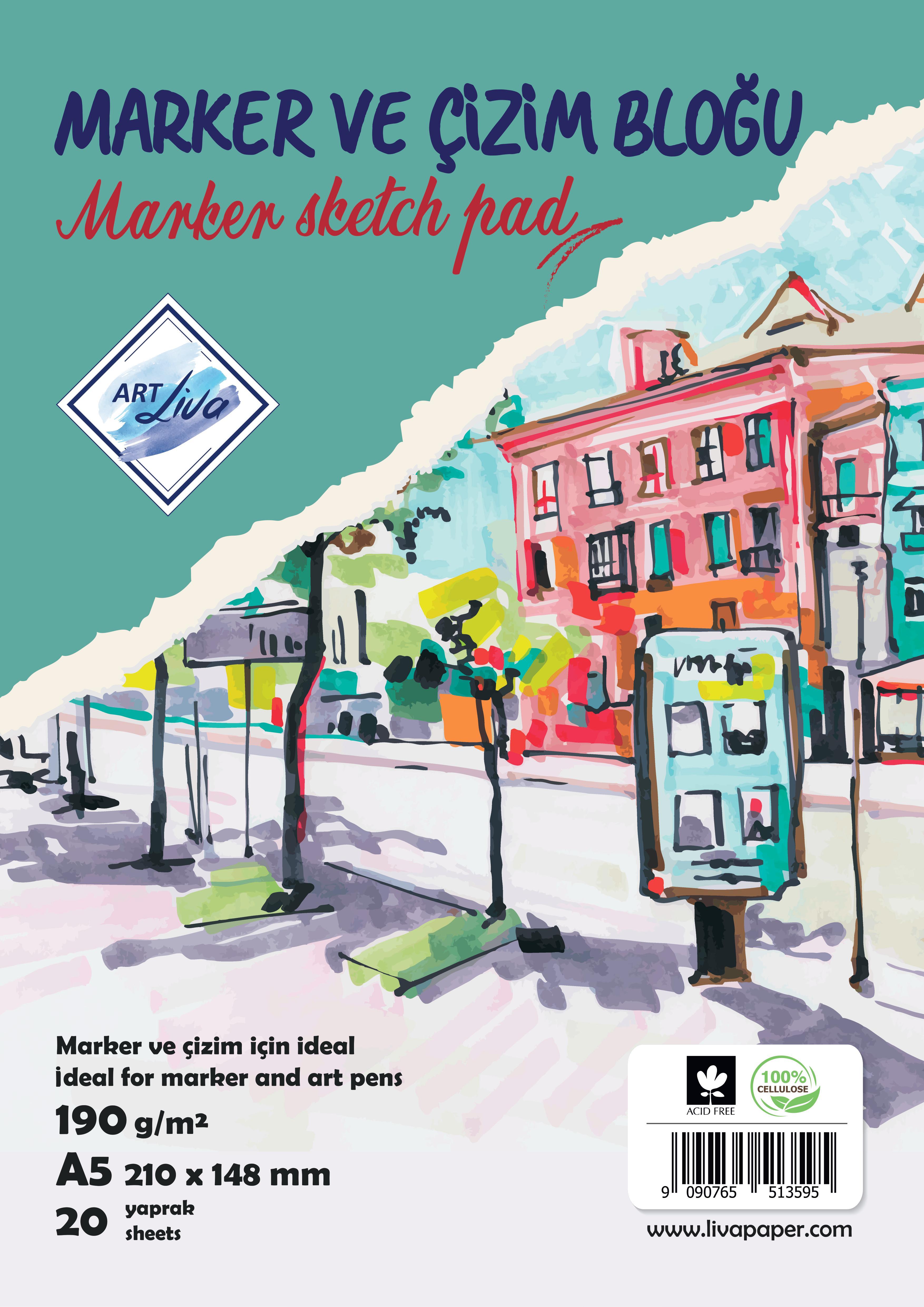 Sanatsal Resim Defterleri Art Liva Marker ve Çizim Defteri Spiralli A5 190gr 20 Yaprak Satın Al