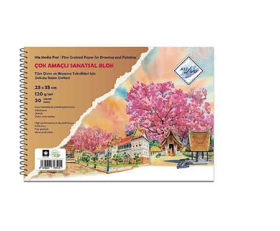 Sanatsal Resim Defterleri Art Liva Sanatsal Resim Defteri Multi Teknik 20 Sayfa 25x35 120gr Satın Al