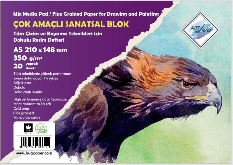 Sanatsal Resim Defterleri Art Liva Sanatsal Resim Defteri Dokulu Sulu Teknik A5 350gr 20 Yp Satın Al