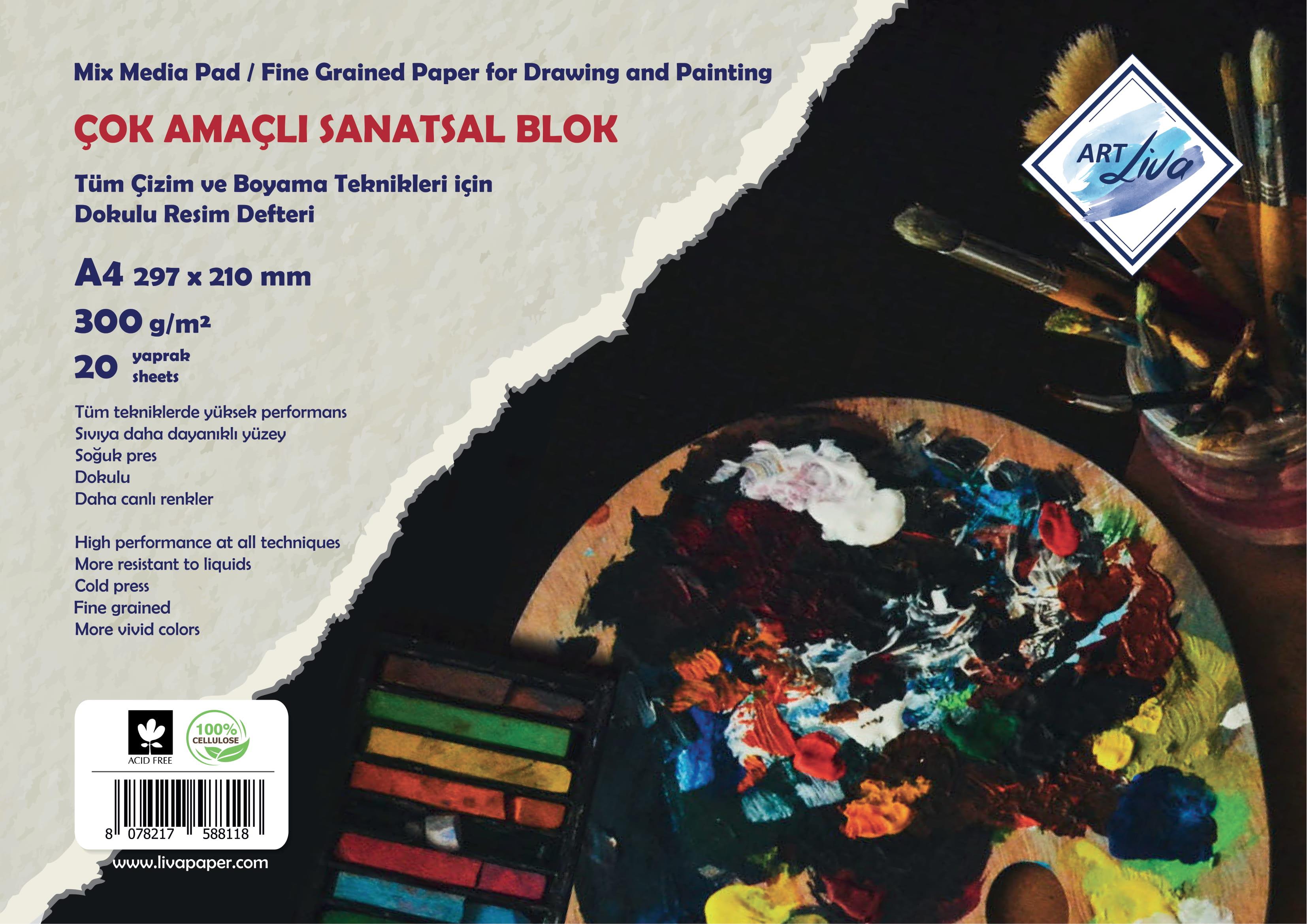 Sanatsal Resim Defterleri Art Liva Sanatsal Resim Defteri Dokulu Sulu Teknik A4 300gr 20 Yp Satın Al
