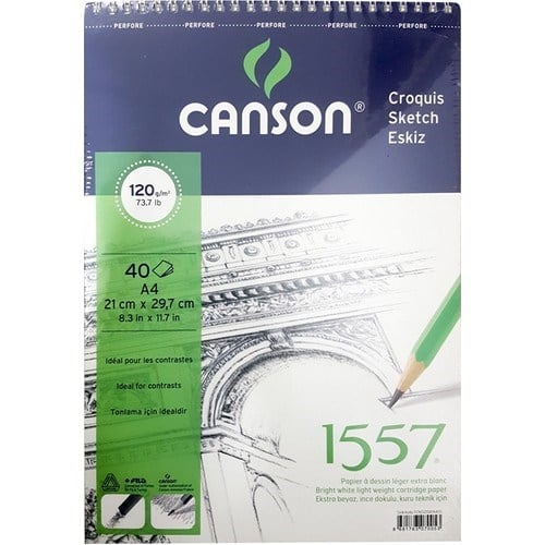 Sanatsal Resim Defterleri Canson 1557 Resim ve Çizim Blok Üstten Spiralli 40 Yp A4 120gr Satın Al