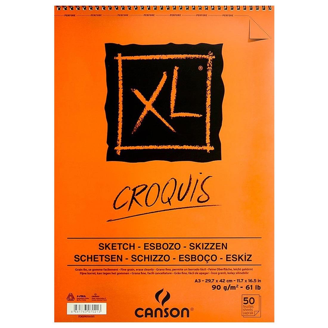Sanatsal Resim Defterleri Canson Croquis XL Sketch ve Eskiz Albüm Spiralli 50 Yp A3 90gr Satın Al