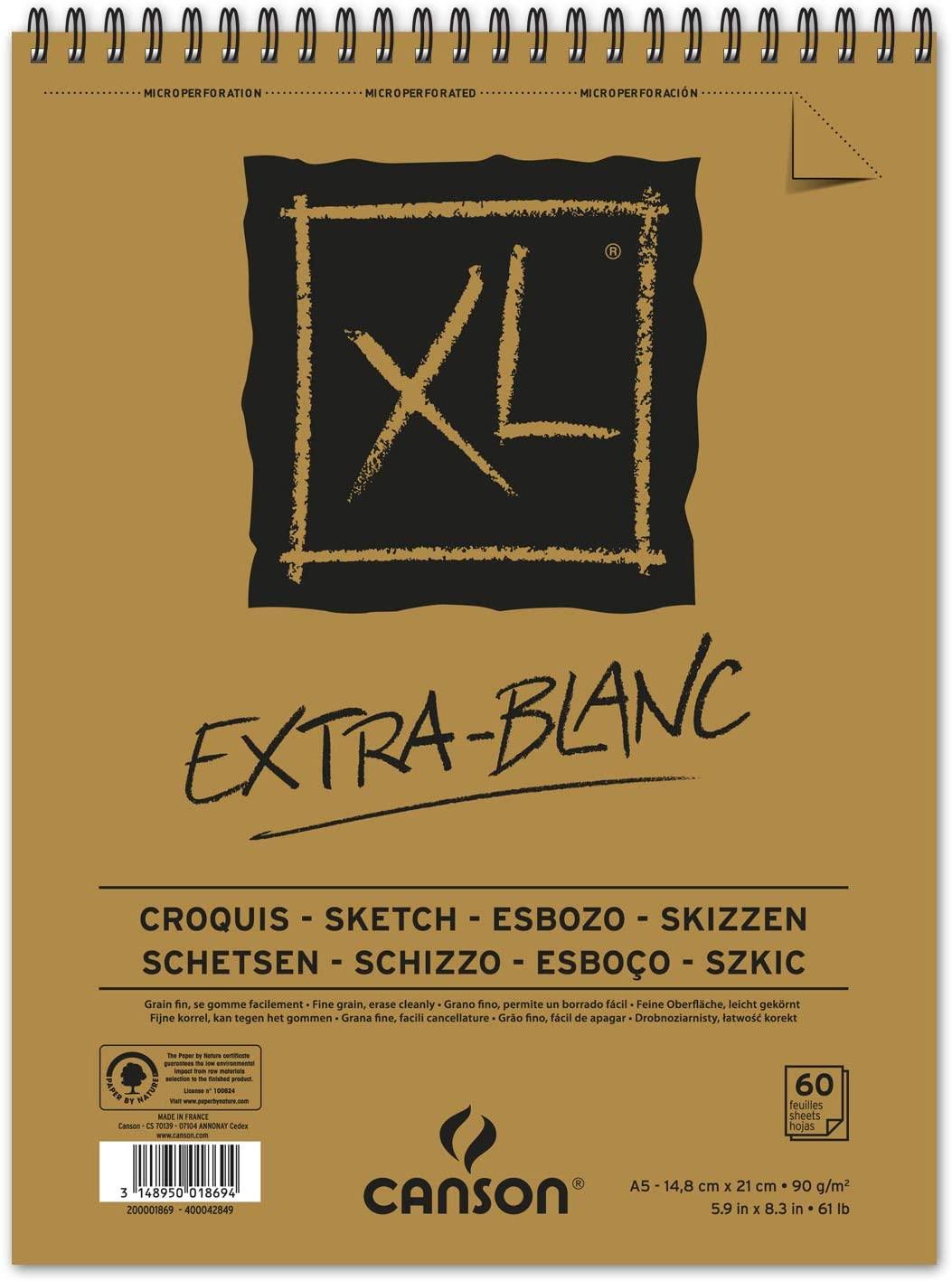 Sanatsal Resim Defterleri Canson Extra Blanc XL Sketch ve Eskiz Blok Spiralli 60 Sf A5 90gr Satın Al