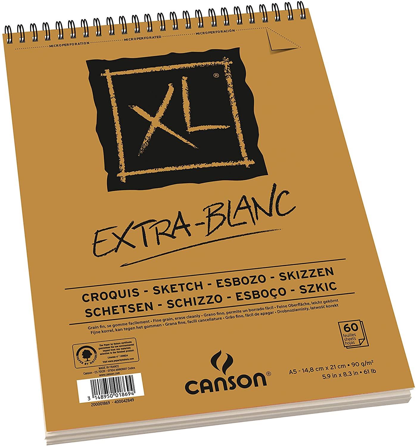 Sanatsal Resim Defterleri Canson Extra Blanc XL Sketch ve Eskiz Blok Spiralli 60 Sf A5 90gr Satın Al