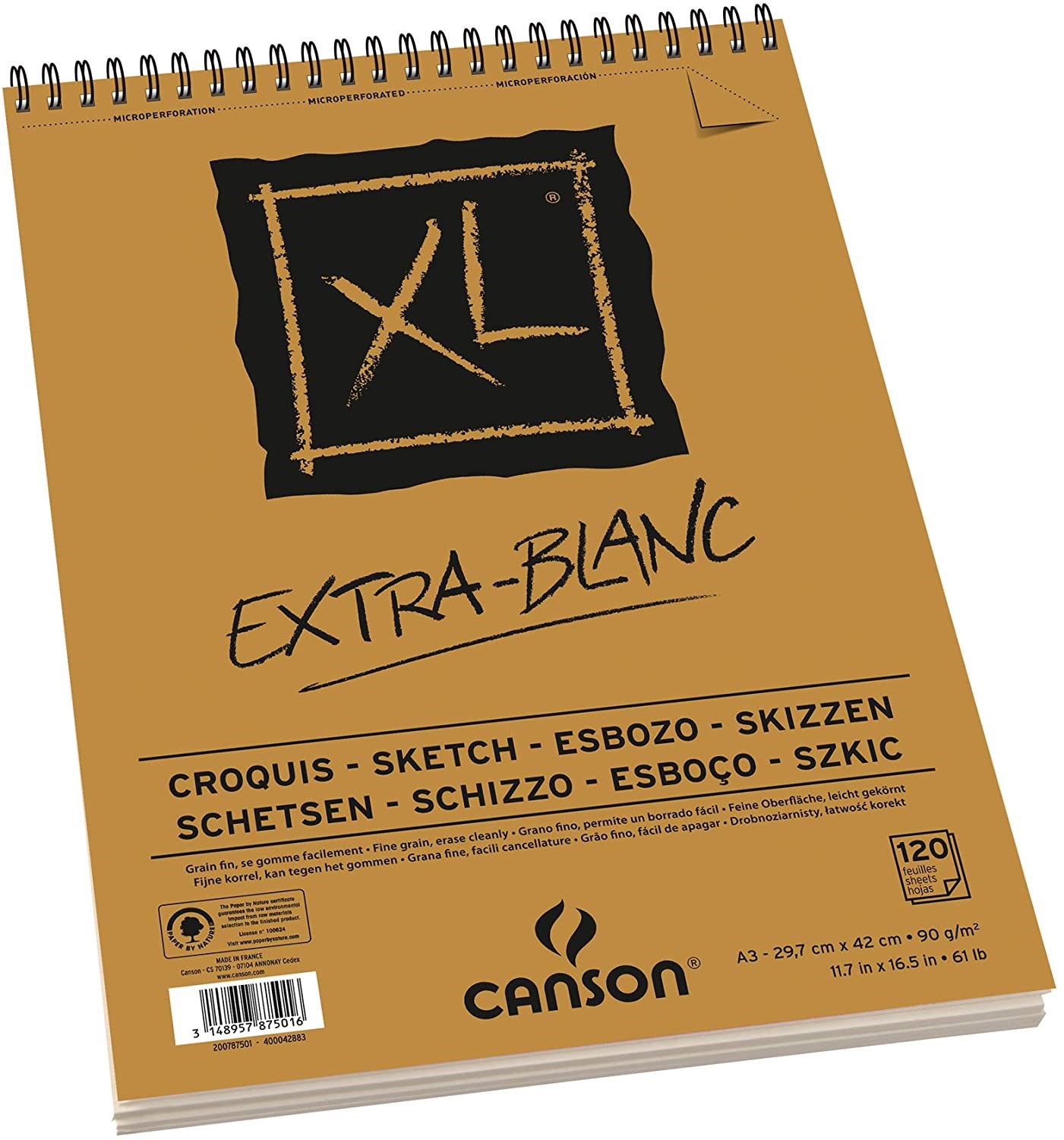 Sanatsal Resim Defterleri Canson Extra Blanc XL Sketch ve Eskiz Blok Spiralli 120 Sf A3 90gr Satın Al