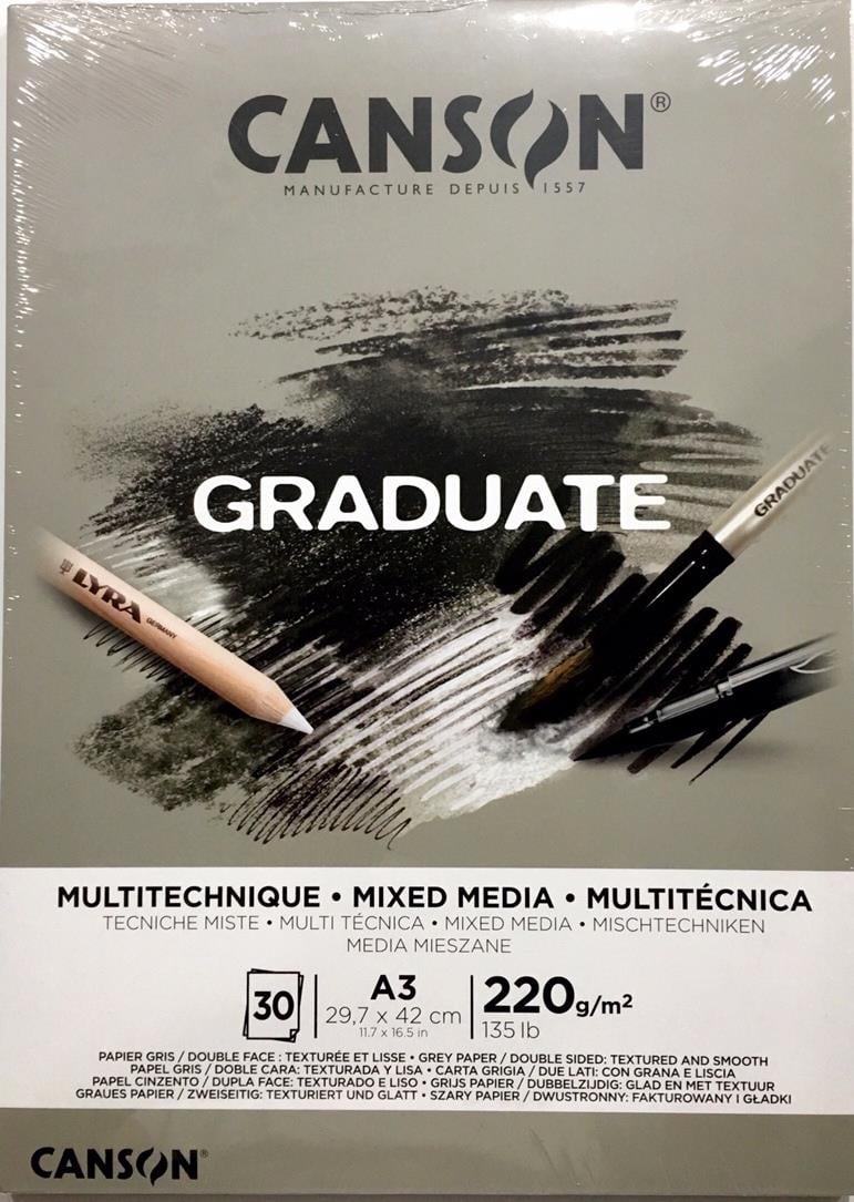 Sanatsal Resim Defterleri Canson Graduate Mix Media Grey Çizim Blok 30 Sayfa A3 220gr Satın Al