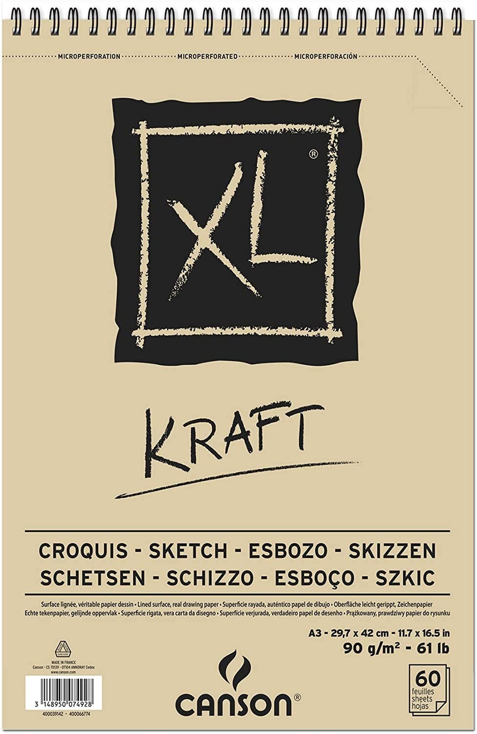 Sanatsal Resim Defterleri Canson Kraft XL Sketch ve Eskiz Blok Spiralli 60 Sf A3 90gr Satın Al