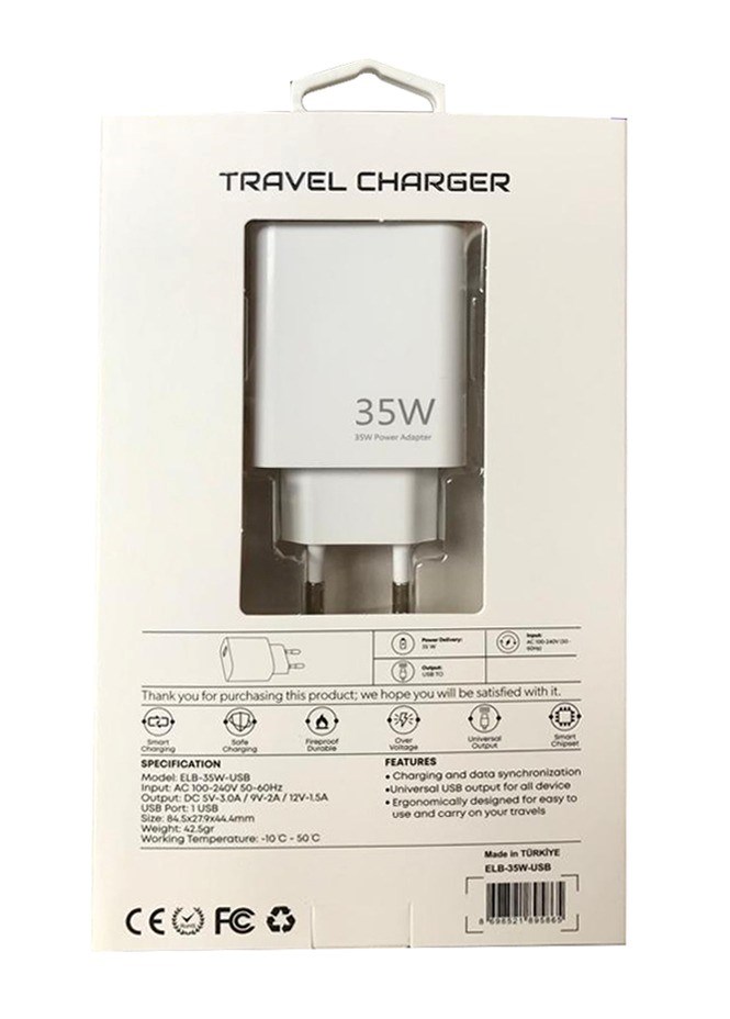 Şarj Kabloları Elba ELB11 Elb-35w USB 35w Hızlı Şarj Akım Koruma EV Şarj Kafa Satın Al