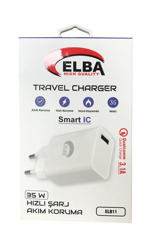 Şarj Kabloları Elba ELB11 Elb-35w USB 35w Hızlı Şarj Akım Koruma EV Şarj Kafa Satın Al
