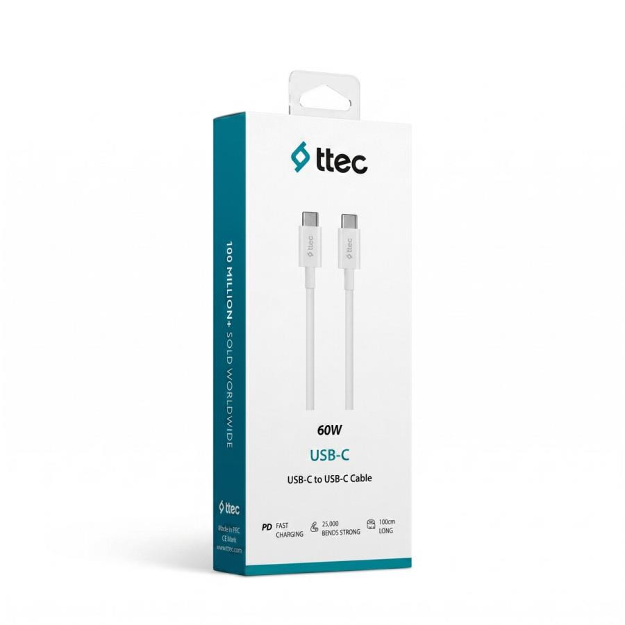 Şarj Kabloları TTEC 2DK36B TYPE C - TYPE C BEYAZ ŞARJ KABLOSU Satın Al