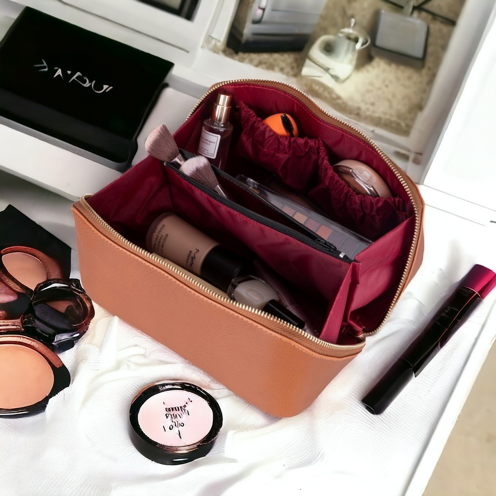 Sırt Çantası Ella Kadın Seyahat Kozmetik Bakım Makyaj Çantası Organizer Tan Rengi Satın Al