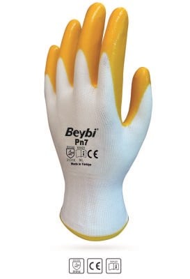 Temizlik Eldivenleri Beybi Nitril Poly PN7 9 Beden Beyaz Sarı Eldiven 12li Paket Satın Al
