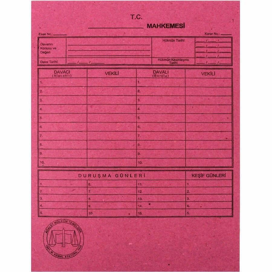 Ticari Defter ve Evraklar Alemdar Dava (Mahkeme) Dosyası 50'li Paket Satın Al