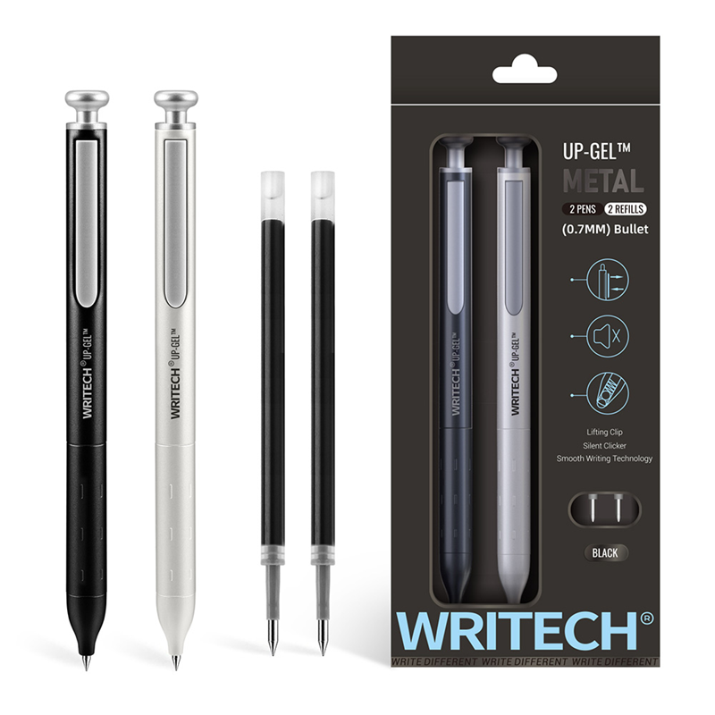 Tükenmez Kalemler WRITECH W-0156 METAL UP SİYAH-BEYAZ GÖVDE 0,7MM MAVİ JEL KALEM - 2'Lİ Satın Al