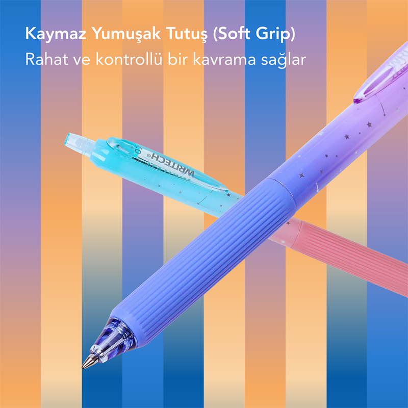 Tükenmez Kalemler WRITECH W-0163 SOFT GRIP NEBULA JEL KALEM MOR/MAVİ - 12'Lİ KUTU Satın Al